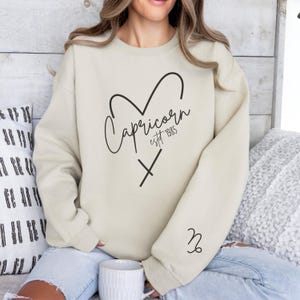 Custom Capricorn Zodiac Sweatshirt, Zodiac Birthday Gift for Her, Astrology Gift for Capricorn, Capricorn Gift Idea, Zodiac Sign Crewneck