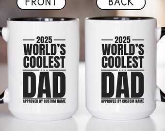 Personalized Father's Day Gift for Dad, Cool Dad Coffee Mug, Custom Year & Name, Gift From Kids Son Daughter or Wife, Bonus Dad Gift