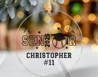 Personalized Baseball Ornament, Acrylic Ornament, Gift for Baseball Player, Baseball Senior Ornament, Unique Grad Gift, High School Keepsake