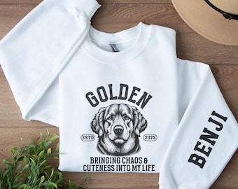 Custom Golden Retriever Sweatshirt, Funny Golden Retriever Crewneck, Personalized Pet Shirt, Custom Dog Dad Gift, Golden Retriever Mom Gift