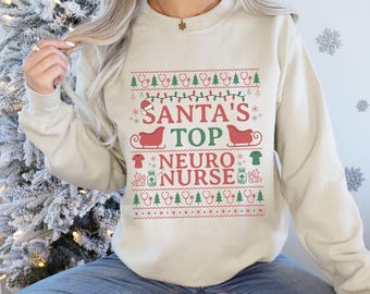 Neuro Nurse Sweatshirt, Nurse Ugly Christmas, Neuro Nursing Crewneck, Neuroscience Nurse, Gift for Neuro Nurses, Group Holiday Party