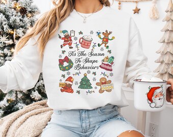 ABA Therapist Christmas Crewneck Holiday Sweatshirt for RBT and BCBA