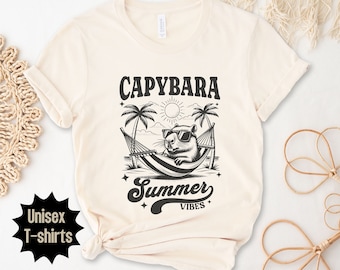 Capybara Shirt, Capybara Crewneck, Summer Vibes Tshirt, Capybara Tshirt for Summer, Beach T-shirt, Cute Capybara Gift, Animal Lover Gift