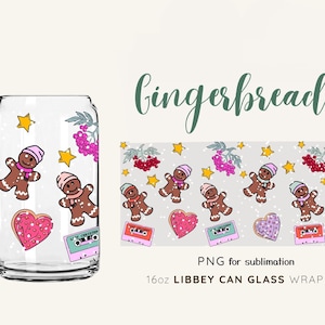 Christmas Retro Tumbler, 16oz Glass Can Wrap, 16oz Libbey Can Glass, Santa Tumbler Wrap, Christmas Tree Full Glass Can Wrap, Cartoon Tumbler