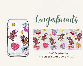 Christmas Retro Tumbler, 16oz Glass Can Wrap, 16oz Libbey Can Glass, Santa Tumbler Wrap, Christmas Tree Full Glass Can Wrap, Cartoon Tumbler