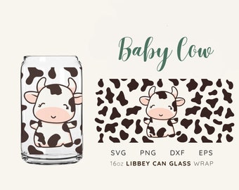 Libbey Glass 16oz |  Cow Print Svg Files for Cricut, Cute Cow Svg, Animal Print Svg, Baby cow Digital Files For Cricut Silhouette