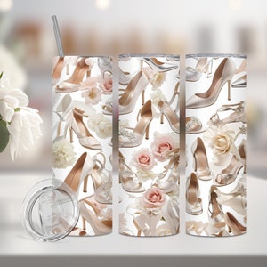 Wedding Shoes Tumbler Wrap | DIGITAL DOWNLOAD for Sublimation | 20 Oz Skinny