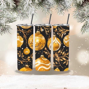 Golden Christmas Tumbler Wrap - DOWNLOAD DIGITAL para sublimação - copo fino de 20 onças