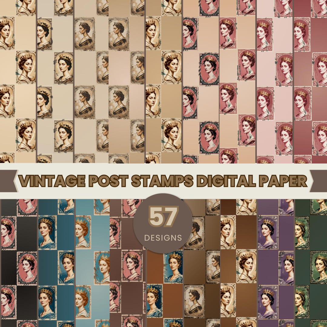Vintage Postage Stamps Background Papers | Seamless Repeating Patterns ...