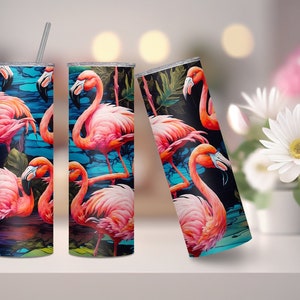 Flamingo Tumbler Wrap - DIGITAL DOWNLOAD for sublimation - 20oz skinny tumbler