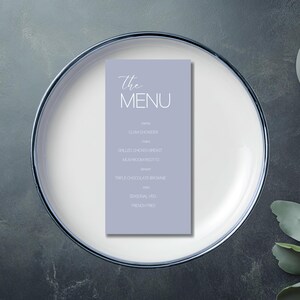 Bröllopsmenykort Puderblått Modernt Minimalistiskt | DIGITAL MALL | Brevpapper Festinbjudan | Personlig BL1