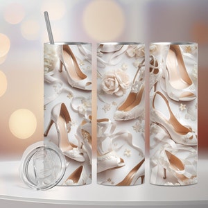Wedding Pumps Tumbler Wrap | DIGITAL DOWNLOAD for Sublimation | 20 Oz Skinny