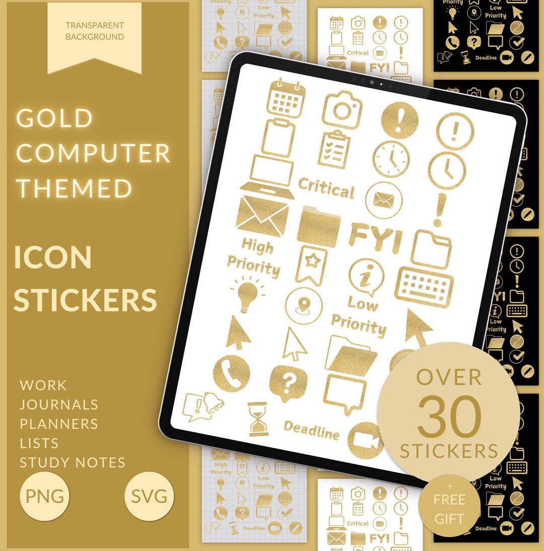 Gold Icons | Stickers | Digital Computer Goodnotes Stickies ...