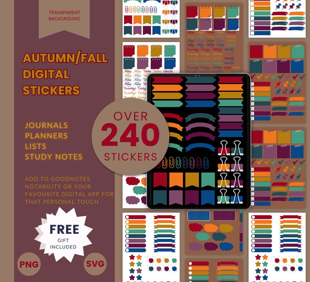 Digital Stickers | Fall Notability Stickers | Goodnotes Stickies ...