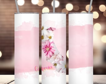 California Floral State Tumbler Wrap - DIGITAL DOWNLOAD USAF2