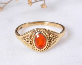 Carnelian Ring, 18k Gold Filled Ring, Handmade Ring, Unique Ring, Vintage Ring, Dainty Ring, Boho Ring, Anniversary Ring, Gifts For Her