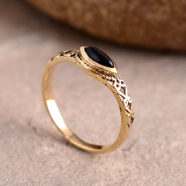 Black Obsidian Ring, Obsidian Ring,small Oval Obsidian, Stacking Ring