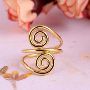 Arthritis finger splint adjustable German silver or yellow bronze one piece, Minimalist Gold Ring, Gold Plated ring, personalized,Brass Ring