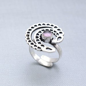 Tribal Spiral Amethyst Ring – Adjustable Ethnic Statement Band Ring