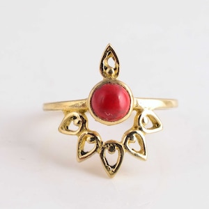 Red Coral Ring, Silver Ring, Handmade Ring, Wedding Ring, Statement Ring, Natural Coral Ring For Christmas Gift, Women Ring Vintage ring,