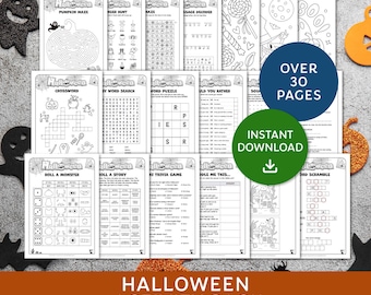 Halloween Activity Pack, Halloween Games Bundle, Halloween Activity Sheets, Printable Halloween Games for Kids Teens and Adults