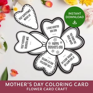 Tarjeta floral para el Día de la Madre, Tarjeta floral para mamá, Actividad floral imprimible para el Día de la Madre, Tarjeta para abuela, Descarga instantánea