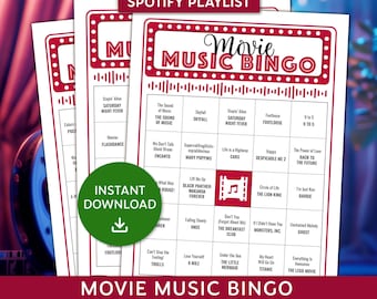 Spotifyプレイリストを使った映画音楽ビンゴゲーム、映画ナイトビンゴ、映画パーティー、映画ナイト、レディースゲームナイト、家族の再会ビンゴ
