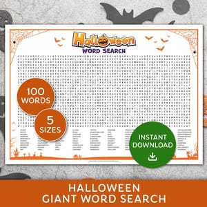Halloween jätteordsökning, läskig ordsökning, Halloween-spel, stort ordsökningsspel för barn och vuxna