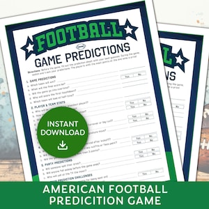 Football Predictions Game, The Big Game Party Games, Sunday Football Game, Super Football Party Game, Tailgate Party