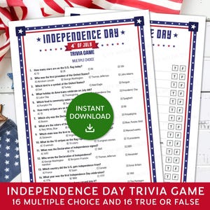4th of July Trivia Game, Fourth of July Trivia Game, US trivia quiz, American Independence Day quiz, Fun 4th of July, Family Reunion Games
