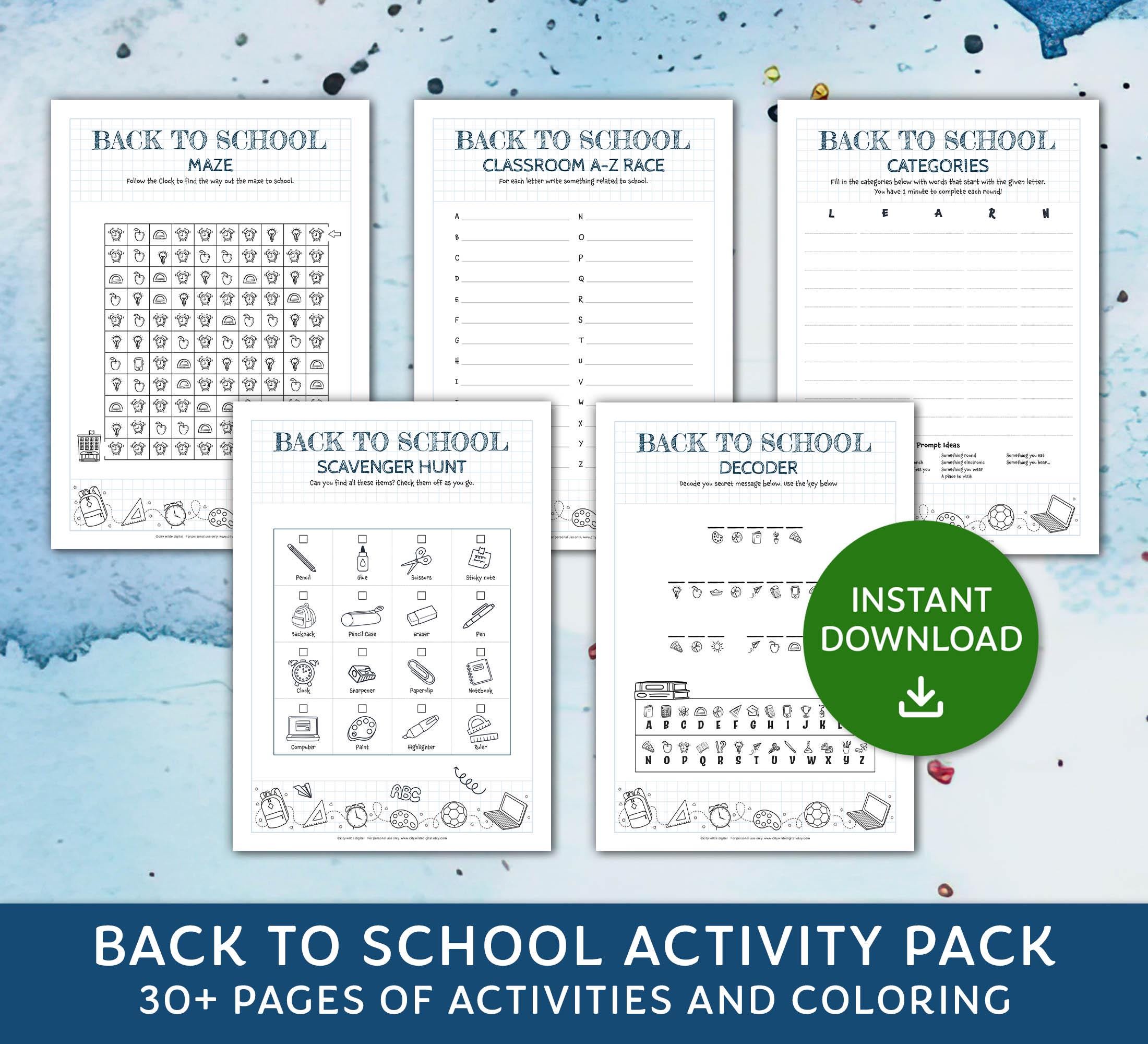 Back to School Activity Bundle, Printable Games for School, First Day ...