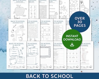 Back to School Activity Bundle, Printable Games for School, First Day of School Classroom Activity Pack, Back to School Coloring Pages