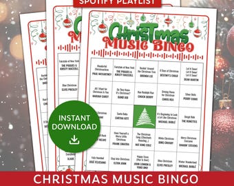 Christmas Music Bingo, Printable Christmas Song Bingo Cards, Festive Music Bingo, Christmas Party Game, Printable Holiday Party Game