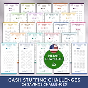 Low income Money Savings Challenges US, A6 Budget Binder Inserts, Cash Stuffing envelopes inserts, Finance planner, Digital Download