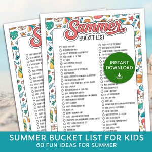 Printable Summer Bucket List, Summer Activity Ideas, Summer Break Activities, Activity List for Summer, Summer Games, Instant Download