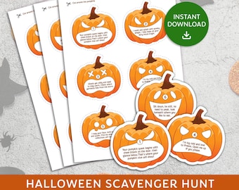 Halloween Treasure hunt, Halloween Scavenger Hunt with Clues, Indoor Halloween Pumpkin Scavenger hunt, Halloween Pumpkin Search Game