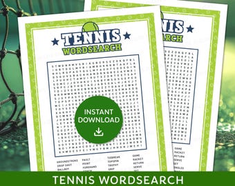 Tennis Word Search, Tennis Party Games, Sports Day Game, Tennis Tournament Game, Word Search Puzzle for Kids & Adults
