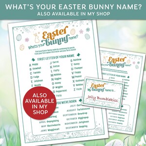 Whats your Easter Bunny name Game Also available in my shop