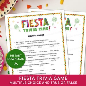 Mexican Trivia Game, Fiesta Trivia Game, Mexican Birthday Party Games, Taco Nights Game, Cinco De Mayo, Family Game Night Quiz