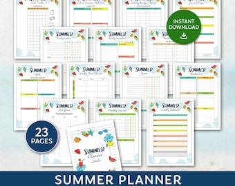 Summer planner for kids, Summer Schedule For Kids, Editable Summer Planner, Summer Checklist, Summer Challenges, Summer Camp At Home