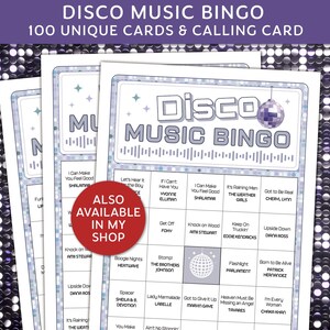 Disco Music Bingo also available in my shop