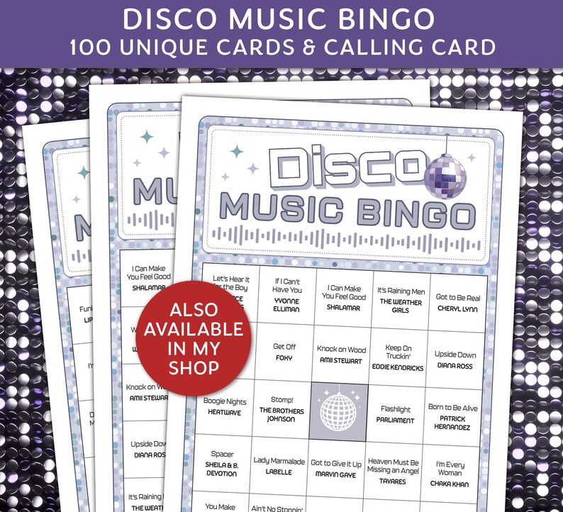 Disco Music Bingo also available in my shop