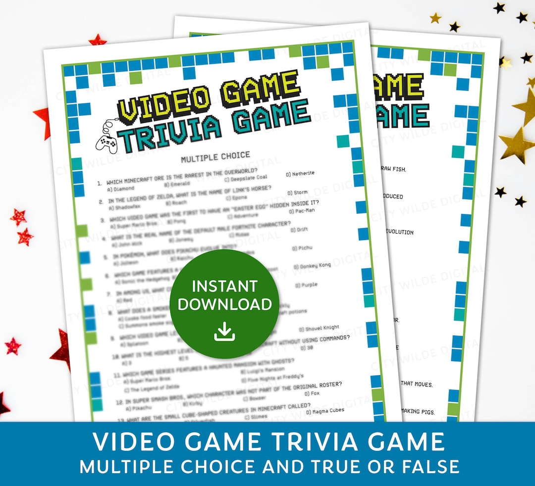 Video Game Trivia Game, Gamer Birthday Party Games, Gamer Trivia Game ...