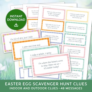 Easter Egg Scavenger Hunt Clues, Printable Easter Egg Hunt with Clues, Indoor and Outdoor Clues, Instant Download