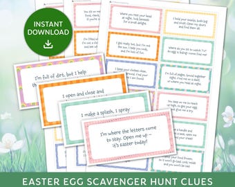 Easter Egg Scavenger Hunt Clues, Printable Easter Egg Hunt with Clues, Indoor and Outdoor Clues, Instant Download