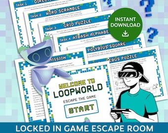 Trapped in Game Escape Room, Printable Kids Video Game Escape Room, Locked in Video game, Gaming Birthday, Family Game Night