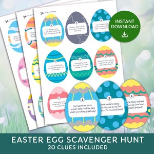 Easter Scavenger Hunt, Easter Egg Hunt with Clues, Indoor Easter Activity, Easter Egg Search Game, Instant Download