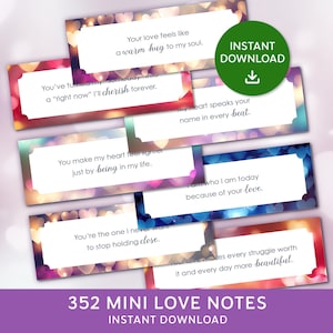 352 Wydrukowane Miłosne Notatki, Zabawne Mini Miłosne Notatki, Zabawne Listy Miłosne, Mini Miłosne Notatki Dla Niego, Prezent Dla Niej, Dorosłe Miłosne Notatki