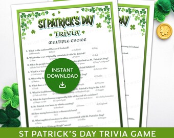 St Patricks Day Trivia Game, St Patricks Day Party Games, Paddys Trivia Game, Irish Printable Trivia Game, Irish party game