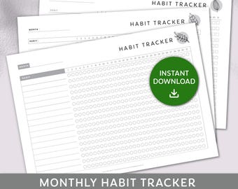 Minimalistisk månatlig vanespårare utskrivbar, månatlig uppgiftsspårare, daglig fitnesstracker, månatliga vaneutmaningar